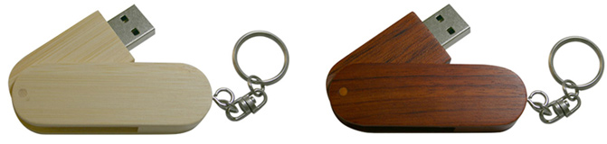 Swivel wooden thumb drive